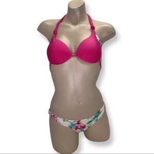 Recco brazilian bright coral and floral bikini New With Tags